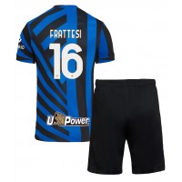 Camisa de Futebol Inter Milan Davide Frattesi #16 Equipamento Principal Infantil 2024-25 Manga Curta (+ Calças curtas)